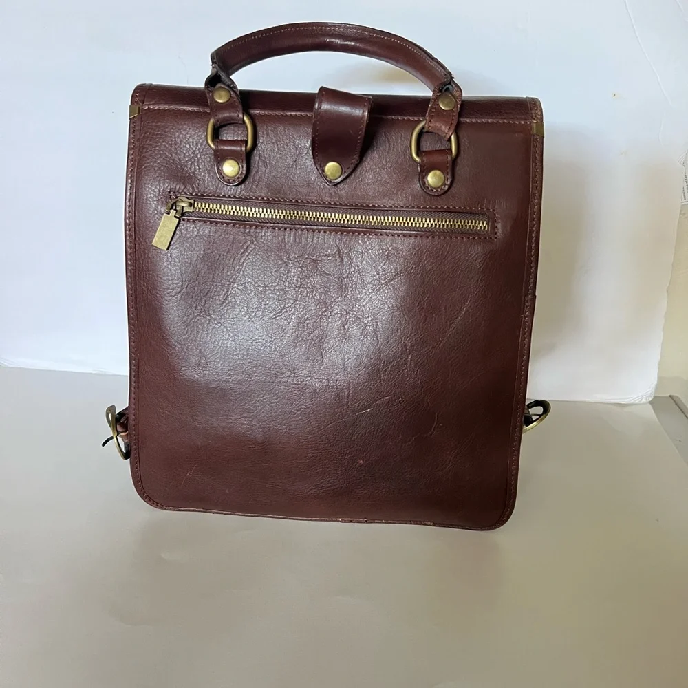 Vintage GRUPPO GIORGIO 1966 Made in Italy Brown Leather Convertible Backpack
